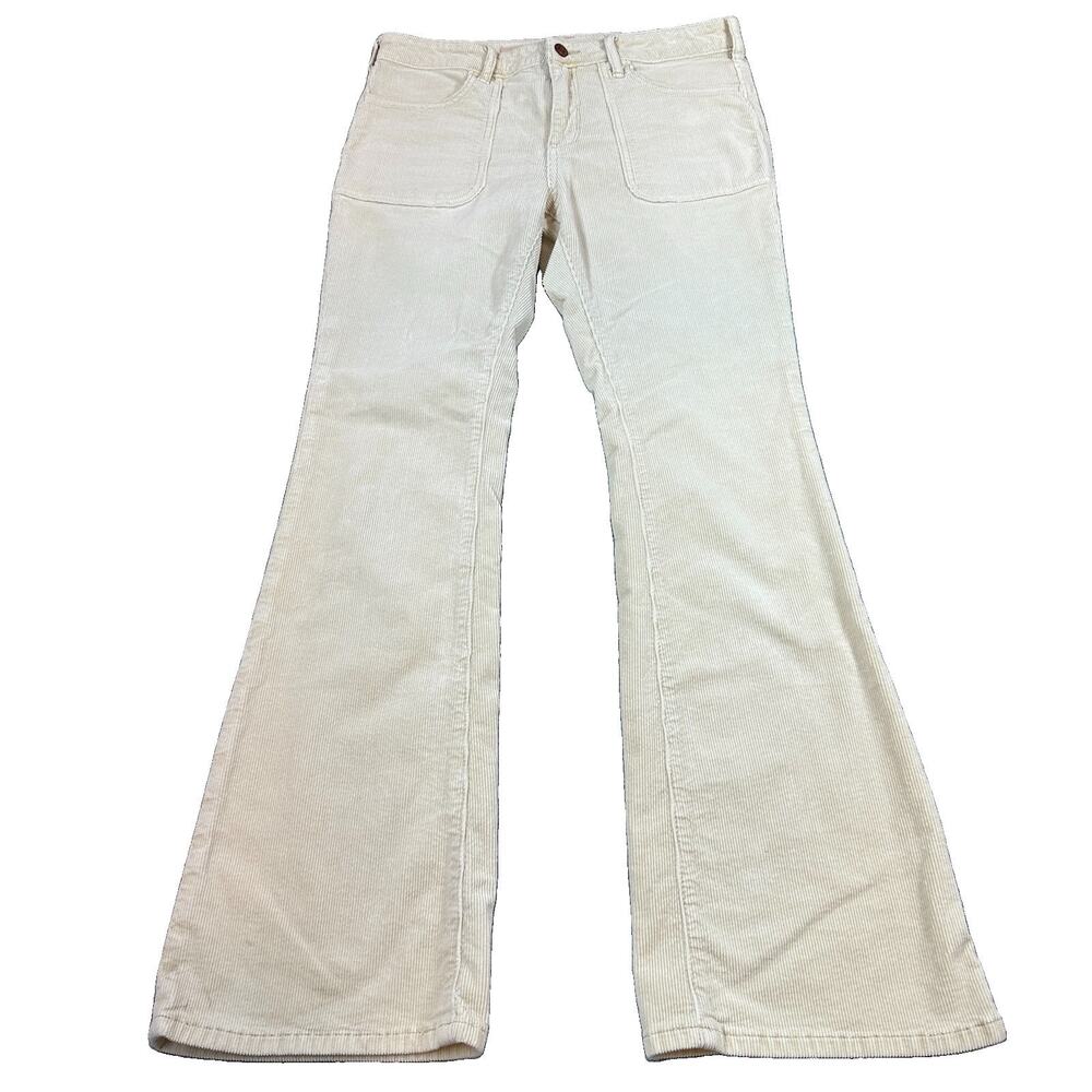 Pilcro Anthropologie The Carpenter Wide Leg Corduroy Pants Ivory Cream 29 Flare
